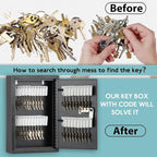 KYODOLED Locking Key Cabinet, 40 Key Storage Lock Box with Code, Key Box Wall Mount with Combination Lock, Key Hooks & Tags L