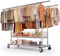 HOKEEPER Heavy Duty Clothes Rack Load 635 LBS, Clothing Rack for Hanging Clothes Adjustable Rolling Garment Rack with Wheels 
