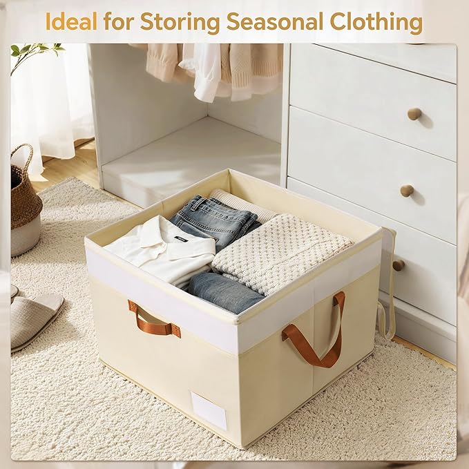 Criusia Shoe Organizer for Closet, 2 Pack Foldable Shoe Storage Organizer Box Bin with Adjustable Dividers and Clear Cover, C