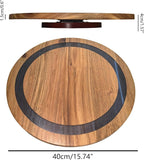 16-inch Wooden Lazy Susan Turntable Acacia Wood & Epoxy Resin Rotating Serving Tray Large Decorative Tray for Kitchen Cabinet