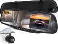 Pyle Dash Cam Rearview Mirror - 4.3” DVR Monitor Rear View Dual Camera Video Recording System in Full HD 1080p w/Built in G-S