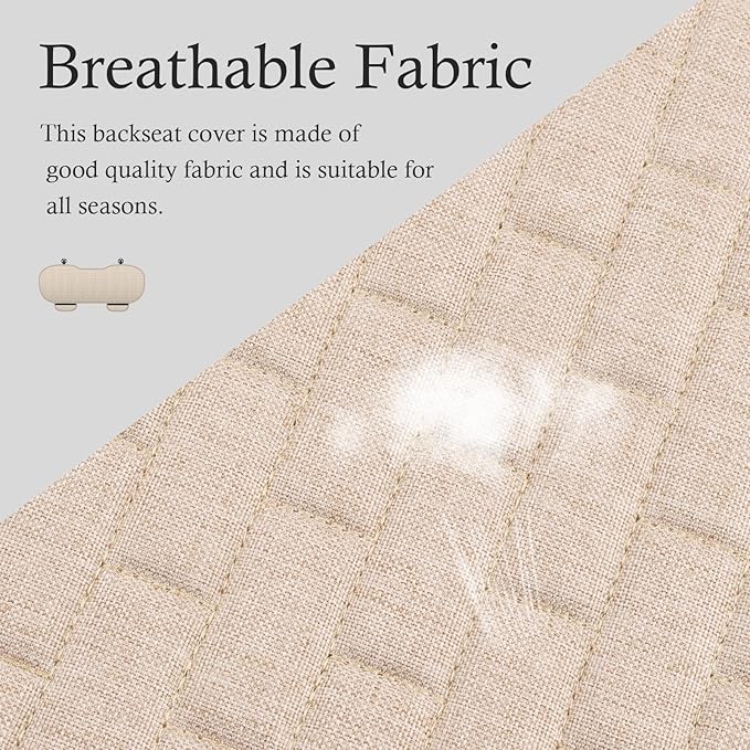 Car Back Seat Cover,Non-Slip & Breathable Bench Seat Cover with Side Pockets for Car Storage & Protecting Interiors,Universal