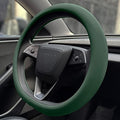 PINCTROT Nappa Leather Steering Wheel Cover for Tesla Model Y/3 Highland/Juniper, D Shaped 14 Inch Small Sized with Breathabl