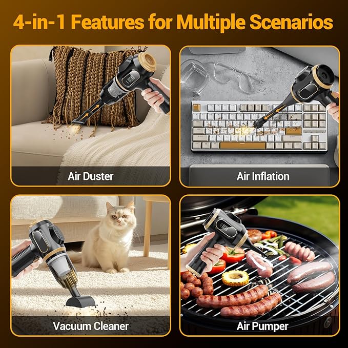 Portable Car Vacuum Cordless Mini Handheld Vacuums Cleaner Rechargeable with LCD Display and Multi-Nozzles, High Power Hand h