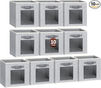 Homsorout Foldable Storage Cubes - Cubby Storage Organizer with Window, Decorative Baskets for Organizing, 11 Inch Fabric Cub