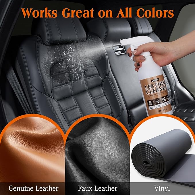 LISRUX Leather Cleaner and Conditioner Kit-2×18oz, Leather Cleaner for Car Seats, Furniture, Couches, Shoes & Boots, pH-Balan
