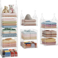 Yuyetuyo ﻿5 Tier Hanging Closet Organizer Separable Hanging Closet Shelves with 4 Hooks 2 Adjustable Dividers, Wire Storage B