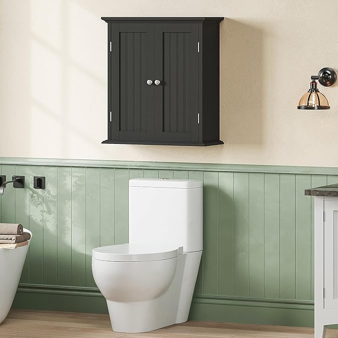 ChooChoo Bathroom Wall Cabinet, Over The Toilet Space Saver Storage Cabinet, Medicine Cabinet with 2 Door and Adjustable Shel