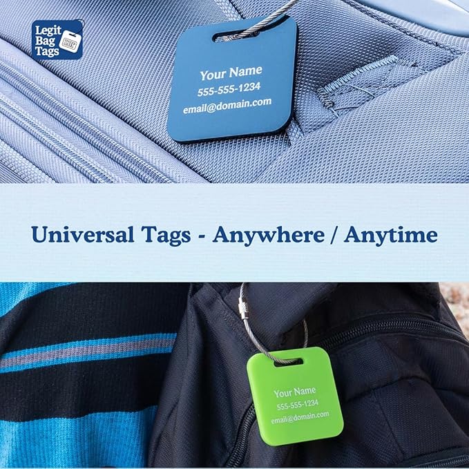 Custom Luggage Tags (3 or 6 Pack) - Personalized Unique Suitcase & Backpack Travel, Durable, Waterproof & Heavy Duty (Hot Pin