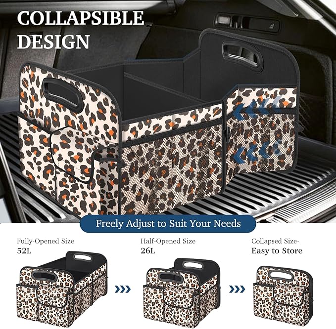 Femuar Car Trunk Organizer, Trunk Storage Organizer with Large Capacity Waterproof Collapsible Trunk Organizer for Car Suv/Je