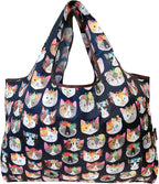 allydrew Large Foldable Tote Nylon Reusable Grocery Bags, 5 Pack