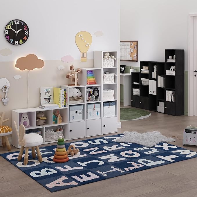 Furinno LUDER Book Shelf, 3-Tier Modern Bookshelf, Bookcase with 1 Door Storage Cabinet, 9.3 x 12 x 31.5, for Organization an