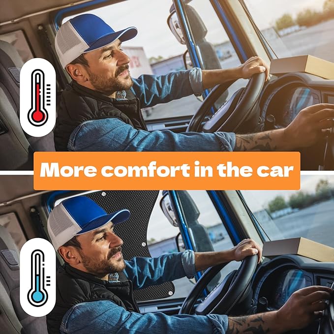 2pcs Semi Truck Side Window Sun Shade for Freightliner Volvo VNL International Trucks RV,Interior UV Protection Truck Side Window Shade semi Trucks Accessories Keep Your car Cool