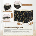 Boho Witchy Sun and Moon Storage Box Bins, Mystical Celestial Space Galaxy Collapsible Storage Basket Organizer for Bedroom L