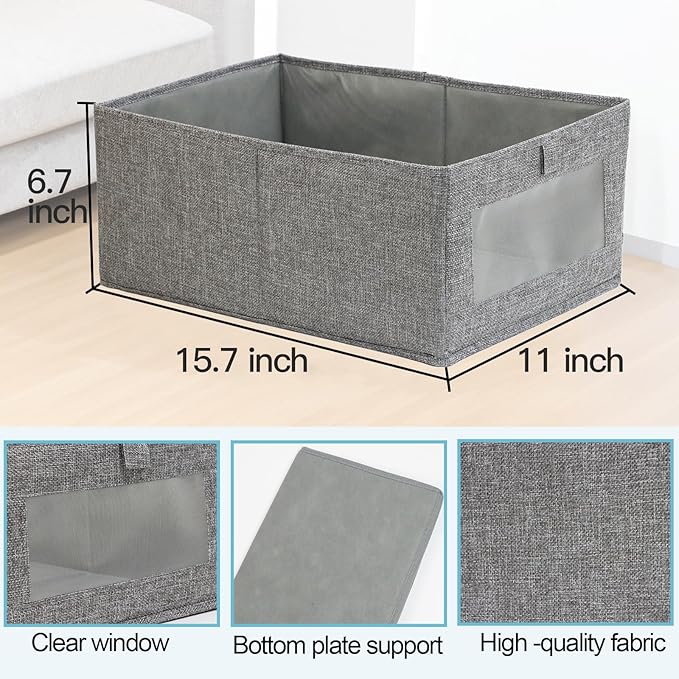Fordonral 4 Pack Closet Organizers and Storage Bins, Storage Containers for Organizing Clothing, Jeans, Toys, Books, Shelves,