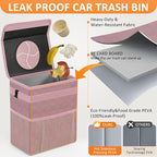 Car Trash Can Cute Trash Bag Bin Hanging Waterproof Automotive Garbage Cans Leak Proof Vehicle Trash Can Diamond Pattern-Pink