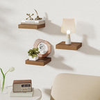 Fun Memories Small Floating Shelves for Wall - 8 Inch Square Wall Shelves with Invisible Brackets, Walnut Shelves for Bathroo