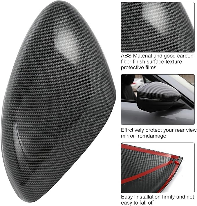 ROCCS Compatible with 2021-2023 Mustang Mach-E Side Mirror Cover Caps Auto Car Mirror Cover Rearview Mirror Guard Covers Replacement Door Side Exterior Decoration Trims Accessories(Bright Carbon)