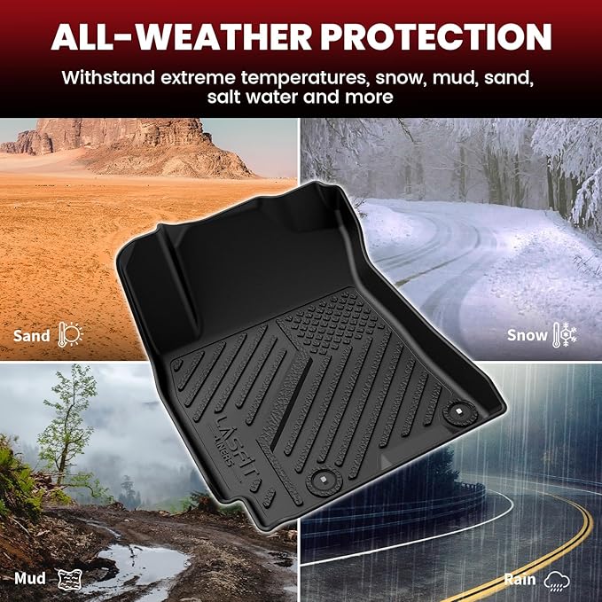 LASFIT Floor Mats & Cargo Mat for Kia Forte 2024 2023 2022 2021 2020 2019, All Weather TPE Custom Fit Floor Liners for KIA Forte 2019-2024 1st & 2nd Row Car Mats & Trunk Mat Full Set, Black