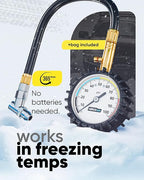 Tire Pressure Gauge 100 PSI - Large Dial Numbers & 45° Angle Chuck, Accurate Air Pressure Gauge for Tires