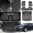 Floor Mats for Chevy Malibu 2013 2014 2015, Also for 2016 Chevrolet Malibu Limited, 8th gen Malibu Floor Mats for Malibu LS LT LTZ Eco, 1st & 2nd Row & Cargo Liner, TPE Anti-Slip Waterproof Duty