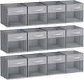 DIMJ Storage Cubes, Cube Oganizer Bin, 12 Pack Foldable Containers with Window, Closet Storage Bins with Handle, 12x 12 inch 