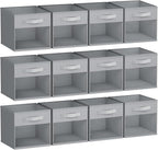 DIMJ Storage Cubes, Cube Oganizer Bin, 12 Pack Foldable Containers with Window, Closet Storage Bins with Handle, 12x 12 inch 