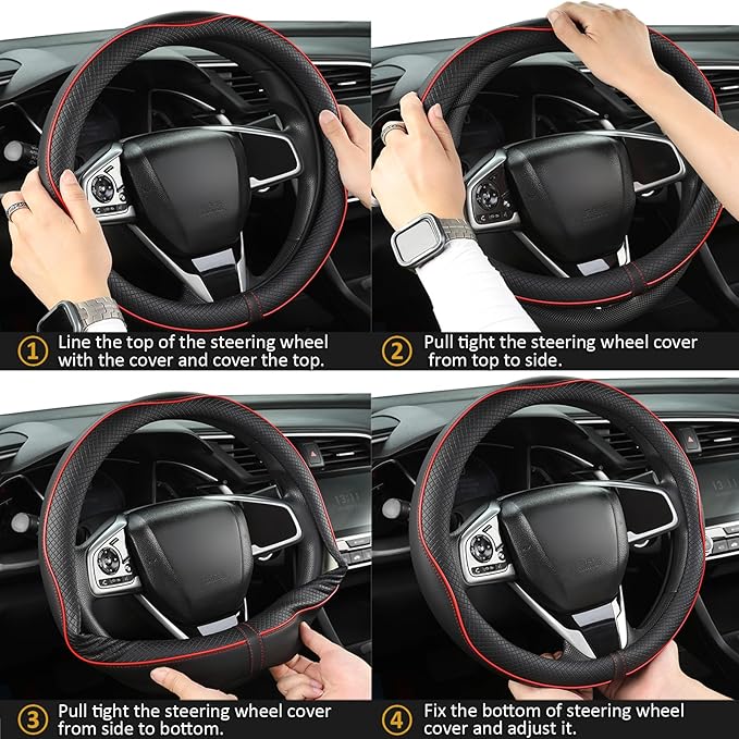 West Llama Microfiber Leather Car Steering Wheel Cover for Chevy Silverado,Tahoe,Equinox,Traverse,Trailblazer,Colorado (Black