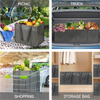 LadyRosian Reusable Grocery Bags Extra Large Foldable Shopping Bags 10 Pack Heavy Duty Kitchen Tote Bags with Handle Can Hold 45+lbs, Stands Upright, Foldable & Washable (Grey)