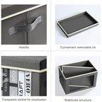 Homsorout Storage Boxes with Lids - 3 Pack Fabric Clear Window Storage Bins, Collapsible Storage Bins with Lids, Linen Closet