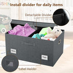 Graciadeco 75 Quarts Extra Large Decorative Storage Bins with Lids, 3 Packs Dark Gray Collapsible Storage Bins with Lids, Sta