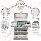 Dajasan Jewelry Organizer Box, Large Jewelry Boxes for Women Girls, Space-Saving 4 Layers Jewelry Storage Case with Drawer, M