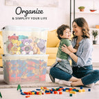 Lifetime Appliance Parts 4 PACK 97 Qt. Plastic Storage Bin Tote Organizing Container with Ultra Durable Lid & Secure Latching