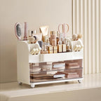 HBlife Makeup Organizer for Vanity with Brush Holder, Large Bathroom Countertop Cosmetic Organizer Skin Care Storage, Easy to
