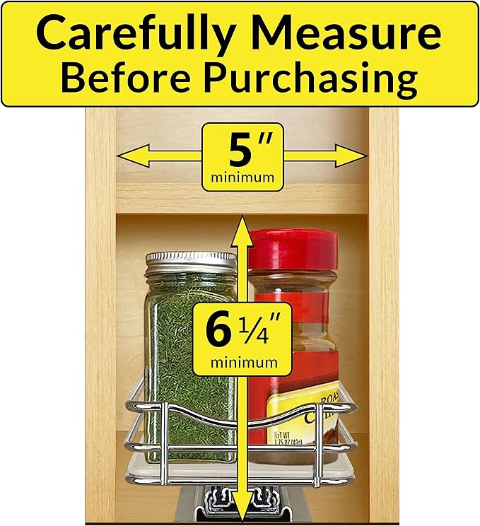 LYNK PROFESSIONAL® Pull Out Spice Organization for Cabinets - 4-3/8 inch Wide – Spice Rack for Inside Cabinets, Slide Out Spi