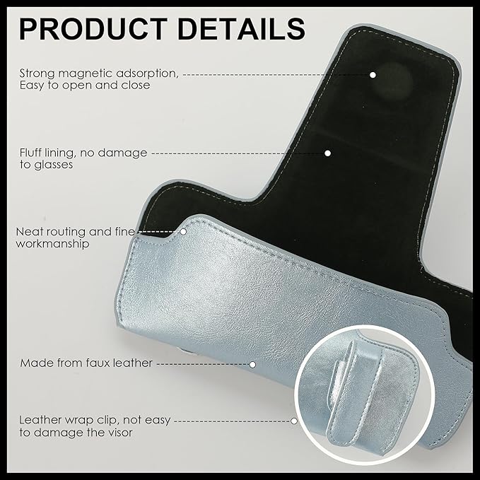 Sunglass Holder for Car Visor, Car Sunglasses Holder Leather, Eyeglasses Holder Glasses Storage Case Visor Accessories