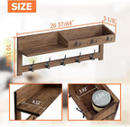 AMBIRD Wall Hooks with Shelf, 26.57 Inch Entryway Wood Coat Hooks for Wall with Shelf, Coat Rack Wall Mount with 5 Dual Hooks