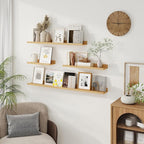 Axeman 30 Inch Floating Shelves | Oak Picture Ledge Shelf Set of 3 | Rustic Wood Wall Shelves with Lip | 30" Oak Picture Shel