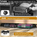 NADAMOO Large Under Bed Storage with Wheels, Low Profile Rolling Under Bed Storage Containers，Foldable Metal Under the Bed Or