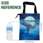 Watercolor Blue Whale Car Garbage Bag,Moon Starry Night Waterproof Small Car Trash Bag Hanging Back of Seat,Drawstring Hanging Car Trash Bag with Adjustable Buckle for Car Accessories