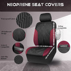 CAR PASS Waterproof Black Red Car seat Covers Front Seat Covers Neoprene Wetsuit,All-Weather Non-Slip Durable,Universal Fit f
