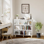 YESHOMY 9 White Cube Bookcase, Open Frame 3-Tier Book Shelf, Bookshelf Storage Organizer with Feet & Anti-Tilt Device for Org