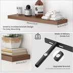 Heimlove 24 Inch Floating Shelves for Wall,Mounted Storage Wood Shelves with Invisible Brackets Hanging Shelf for Bedroom,Liv