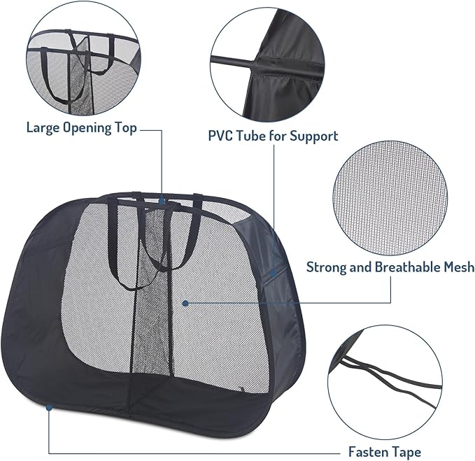 Seiritex Mesh Popup Laundry Hamper 2 Compartment, Collapsible Laundry Sorter Basket Foldable Hamper for Clothes, College Dorm