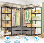 Ulif F3 Heavy Duty Clothes Rack（With Fabric Drawers）Freestanding Clothing Racks for Hanging Clothes，Adjustable Closet Organiz