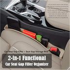Seat Gap Storage Box for Your Car,Trucks, Auto Side Seat Gap Filler Organizer 2 Pack, Fill the Gap Space Between the Console and Seats, Universal Car Accessories Gap Filler, Beige