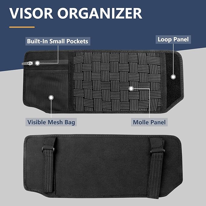 Visor Organizer Sun Visor Molle Panel for Bronco, Tactical Sun Visor Organizer Molle Webbing For Ford Bronco Accessories 2021-2025 Visor Storage Holder Pouch,2 Pack,Fit Driver Passenger Side
