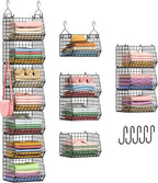X-cosrack 7 Tier Foldable Hanging Closet Organizer and Storage,Wire Closet Shelving with 4 Large Hooks+ 5 S Hooks,Hanging Bas