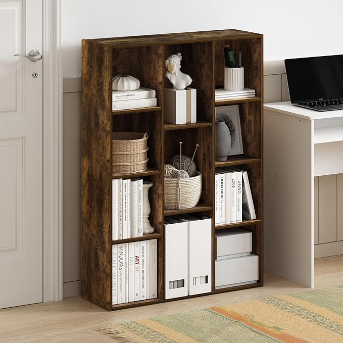 Furinno LUDER Book Shelf, 11-Cube Bookshelf, Reversible Bookcase, 9.4 x 29.1 x 41.7, Easy Assembly, for Living Room, Bedroom,