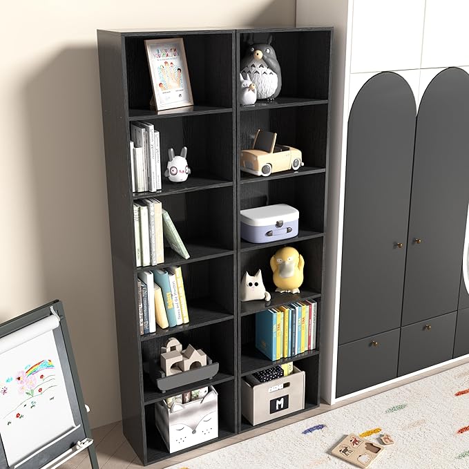 Wooden 6 Cube Storage Organizer, Vintage Brown 6 Cube Storage Shelf, 6 Tier Closet Organizers Storage Cubes Display Cubby for